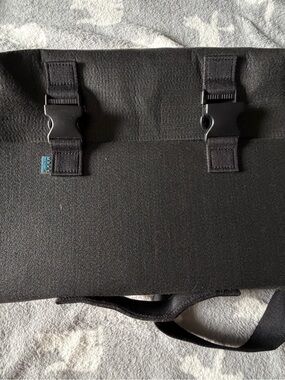 Men's Black Messenger Bag with Secure Buckle Closure
